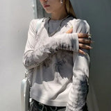 Slim Fit Knit White O Neck Short Clothing Length Women Clothes Y2K
