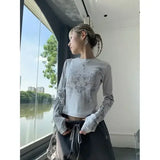 Slim Fit Knit White O Neck Short Clothing Length Women Clothes Y2K - White / S