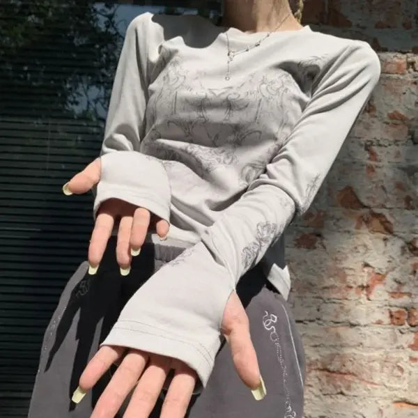 Slim Fit Knit White O Neck Short Clothing Length Women Clothes Y2K