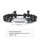Lava Stone Beads Urn Bracelet Adjustable Cremation Memorial Jewelry