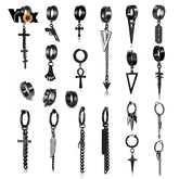 Unisex Gothic Clip-On Earrings – Stainless Steel Black Rock Style
