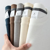 Waffle Short Sleeve T Shirt Unisex Loose Fit Casual Japanese Style