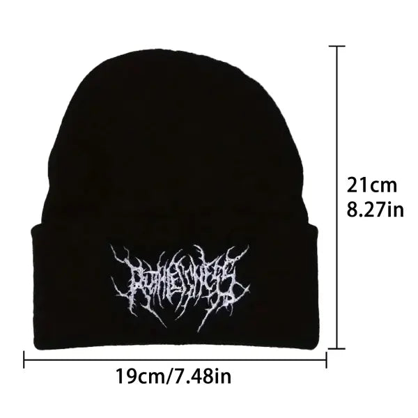 Unisex Gothic Street Punk Knit Winter Beanies Hats - WHITE