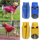 Waterproof Winter Dog Jacket – Warm Padded Fleece Coat with Reflective Design for Large Dogs
