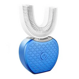 U-shaped waterproof toothbrush with blue diamond base and silicone bristles for ultimate protection in wet conditions