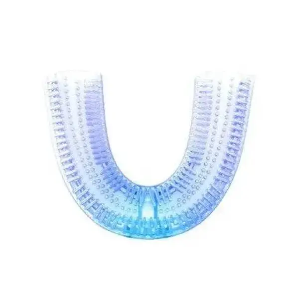 U-shaped blue silicone waterproof toothbrush head with bristles for ultimate protection in wet conditions