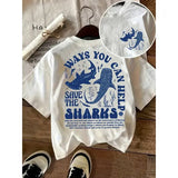 Women Letter Pattern Round Neck Polyester Broadcloth T Shirt - BJ4370-YSM-white / XS