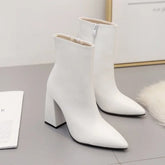 White Heeled Boots with 10.5cm Heel Height and 13cm Tube Height - Himpall