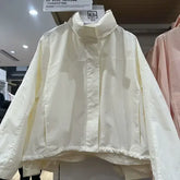 Women’s Windproof Stand Collar Jacket – Lightweight Outdoor Hooded Thin Coat for Casual Wear