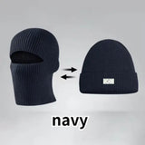 Arthmix 2 in1 Mask Beanies Knitted Balaclava Winter Ski Bonnet - navy