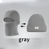 Arthmix 2 in1 Mask Beanies Knitted Balaclava Winter Ski Bonnet - gray