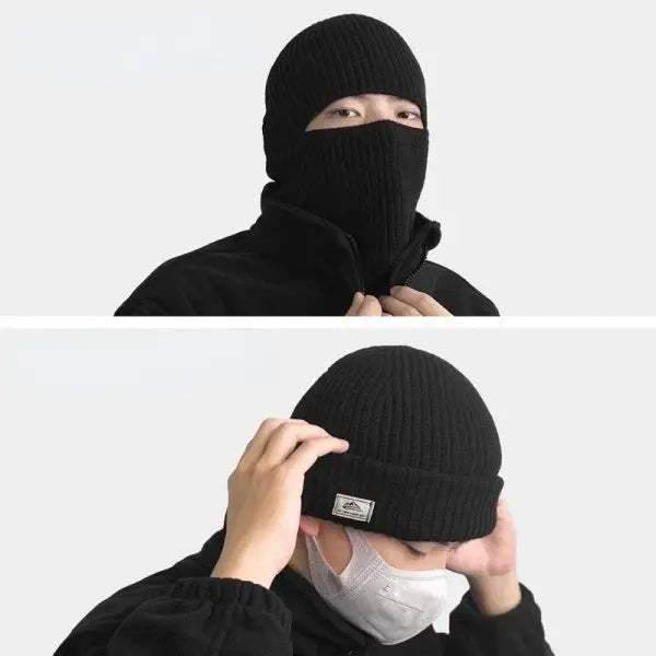 Arthmix 2 in1 Mask Beanies Knitted Balaclava Winter Ski Bonnet