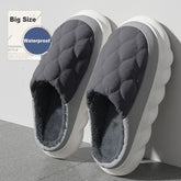 Winter Casual Men’s Slippers Indoor Waterproof Home Shoes Fur Flat Warm Fashion Couples Bedroom Houseshoes Large size