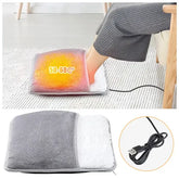 USB Electric Foot Warmer – Soft Plush Heated Foot Pad for Winter Washable Household Foot Heater - dark gray