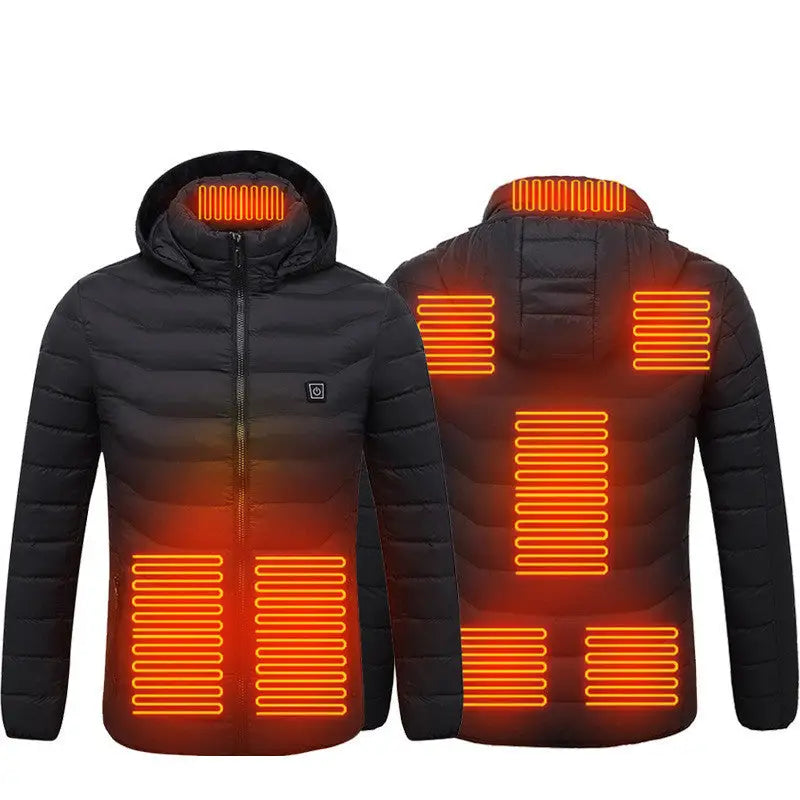 Winter Heated Jacket – USB Electric Heating Vest Thermal Cotton Zip-Up Coat - Black Zone8 / 3XL - Jackets