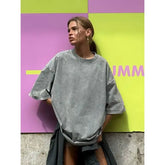 Orinchic Loose Fit 100 Percent Cotton O Neck Womens Casual Tee - GRAY / M