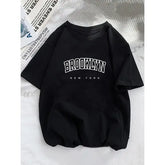 Women’s Brooklyn Letter Print T-Shirt - Y2K Graphic Streetwear Tee for Girls & Casual Female Top