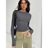 Women’s Slim Fit Long Sleeve T-Shirt - Casual Spring Autumn Pullover & Streetwear Base Tee