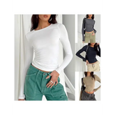 Women Casual Long Sleeve T-Shirts Spring Autumn Solid Slim Fit Pullovers Tees Shirts Female Streetwear Base Tees Tops