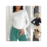 Women’s Slim Fit Long Sleeve T-Shirt - Casual Spring Autumn Pullover & Streetwear Base Tee