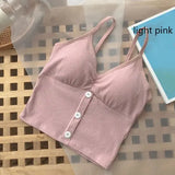 Women Knitted Tank Top Strap Vest Female Knitting Crop Top Chest Wrap Pure Cotton Underwear Camisoles - Pink / One Size