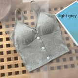 Women Knitted Tank Top Strap Vest Female Knitting Crop Top Chest Wrap Pure Cotton Underwear Camisoles - Grey / One Size