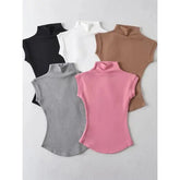Women’s Sexy Sleeveless Turtleneck Top - Slim Fit Summer Pullover & Casual Streetwear Basic