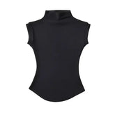 Women Summer Sexy Turtleneck Sleeveless T-Shirts Tops Solid Slim Fit Pullovers Causal Tees Shirts Female Streetwear