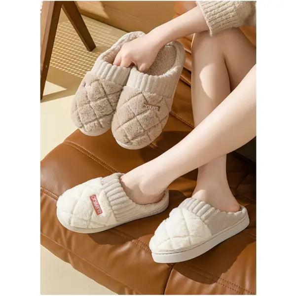 Women’s Indoor Winter Casual Home Slippers with Soft EVA Insole - WHITE / 40-41