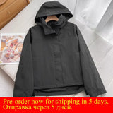 Women’s Casual Polyester Jacket with Hood Size Chart - black / S