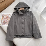 Women’s Casual Polyester Jacket with Hood Size Chart - Gray / S