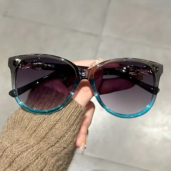 Cat Eye Sunglasses Polycarbonate Retro Fashion Eyewear - Gray blue