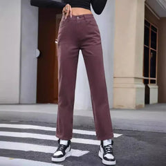 Women’s Denim Trousers in High Waist Retro Fashion Style - Himpall