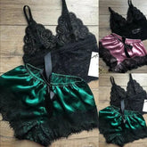 Women’s Lace Sleepwear Set – 2PCS Babydoll Lingerie Top & Shorts Pajama Nightwear