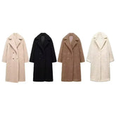Women's Lambhair Fleece Long Coat for Autumn Winter Style - Himpall
