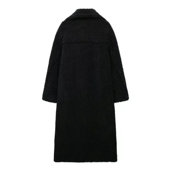 Women's Lambhair Fleece Long Coat for Autumn Winter Style - Himpall