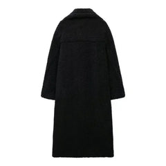 Women's Lambhair Fleece Long Coat for Autumn Winter Style - Himpall