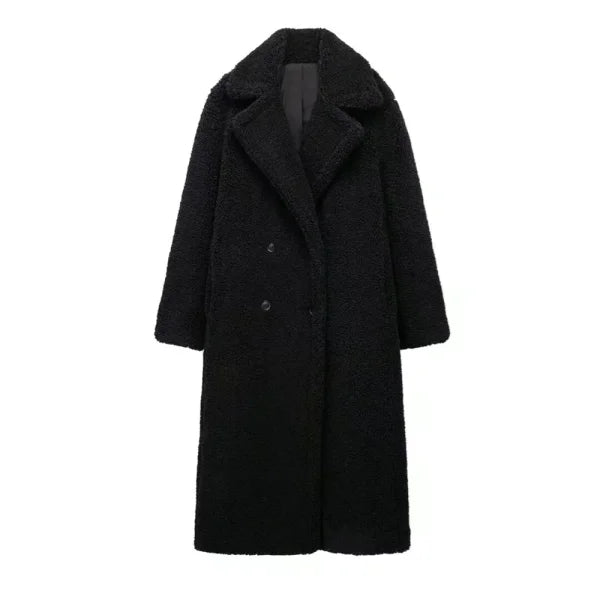 Women's Lambhair Fleece Long Coat for Autumn Winter Style - Himpall