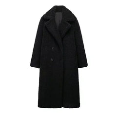 Women's Lambhair Fleece Long Coat for Autumn Winter Style - Himpall