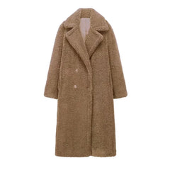 Women's Lambhair Fleece Long Coat for Autumn Winter Style - Himpall