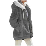 Women’s Polyester Hooded Autumn Winter Jacket - Dark Grey / L