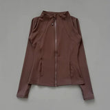 Womens Polyester Spandex Jacket Full Sleeve Knit Autumn - camel / XL