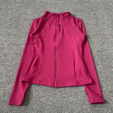 Womens Polyester Spandex Jacket Full Sleeve Knit Autumn - Red / L