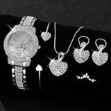 Elegant Women Quartz Watch with Alloy Band Buckle Jewelry Set - Gold