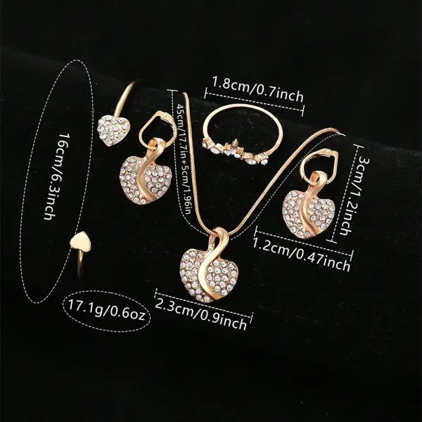 Elegant Women Quartz Watch with Alloy Band Buckle Jewelry Set - Gold