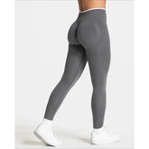 Women’s Seamless Gym Solid Color Sports Pants White Edge Waist Tight High Waist Hip Lifting Yoga Pants Running Exercise