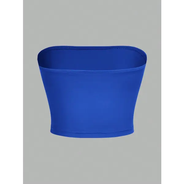 Women’s strapless vest sleeveless crop top lady’s flat mouthed navel wrapped chest top party outfit strapless vest