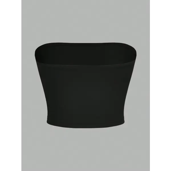 Women’s strapless vest sleeveless crop top lady’s flat mouthed navel wrapped chest top party outfit strapless vest