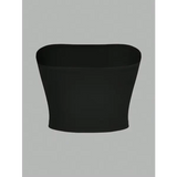 Women’s strapless vest sleeveless crop top lady’s flat mouthed navel wrapped chest top party outfit strapless vest