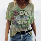 Women’s Summer Gradient Graphics V Neck Plus Size Tops